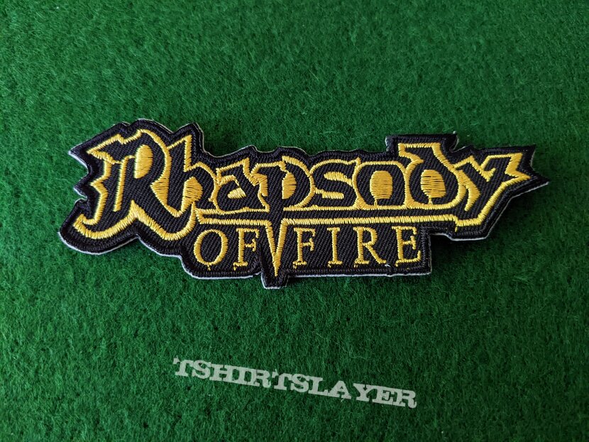 Rhapsody on Fire - Logo (Shape Golden Patch) | TShirtSlayer TShirt and  BattleJacket Gallery