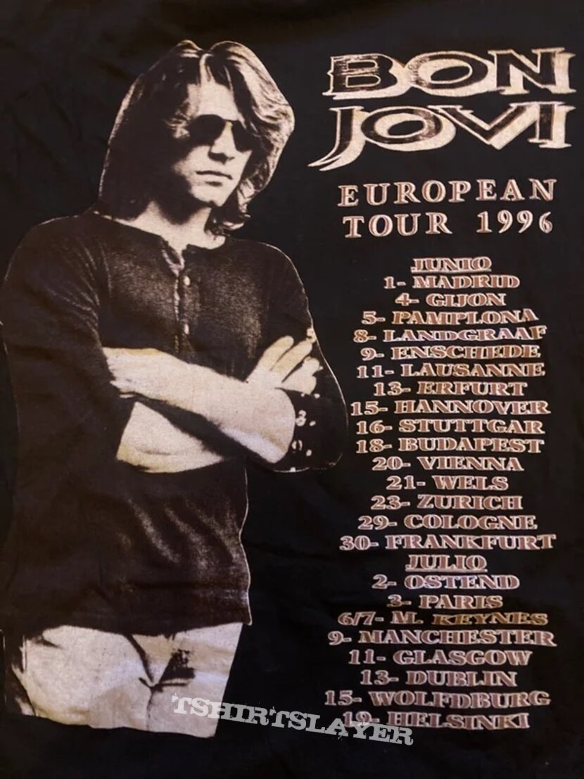 Vintage 1996 Bon Jovi European Tour T-shirt size L.