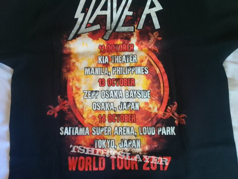 Slayer 2017 Asian Tour shirt - Philippines &amp; Japan Tour Dates 