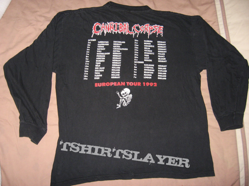 CANNIBAL CORPSE Eaten Back To Life European Tour 1992 LS original shirt ...