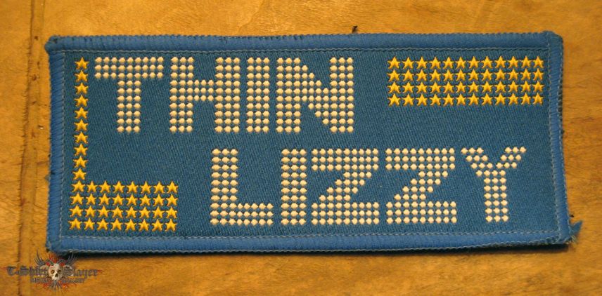 THIN LIZZY name and stars vintage woven patch (blue background)