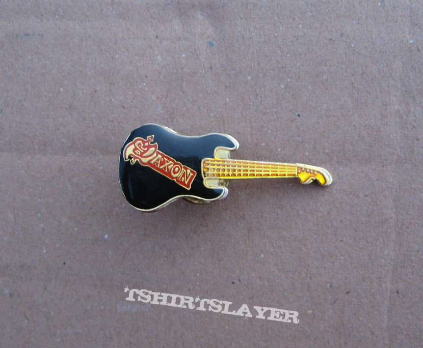 SAXON 1980s guitar enameled pin