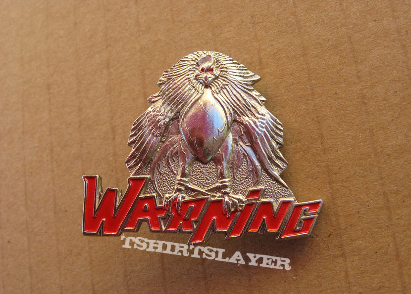 WARNING II original enameled cast pewter pin