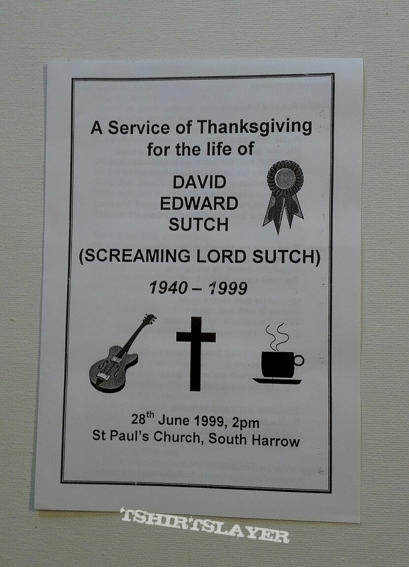 Funeral program Lord Sutch