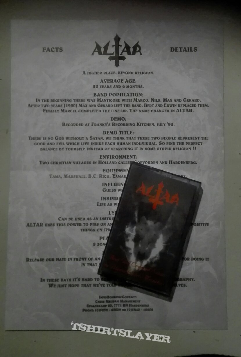 original Altar- And god created Satan to blame for his mistakes demo lyric- sheet