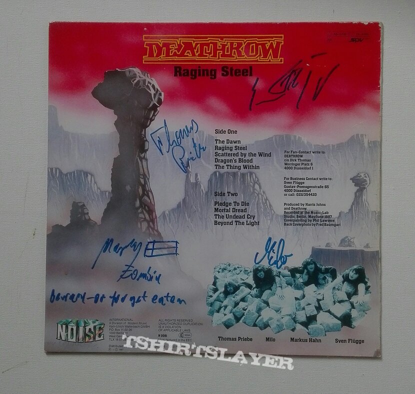 signed Deathrow- Raging steel lp