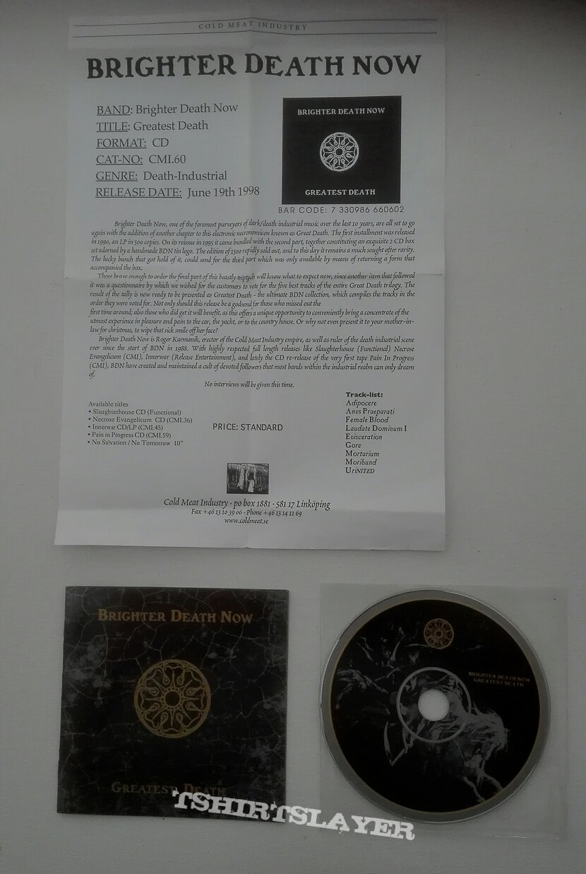 Brighter Death Now- Greatest death promo cd