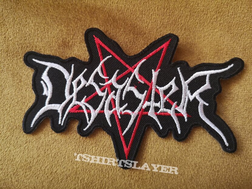 Desaster logo shaped embroidered patch 