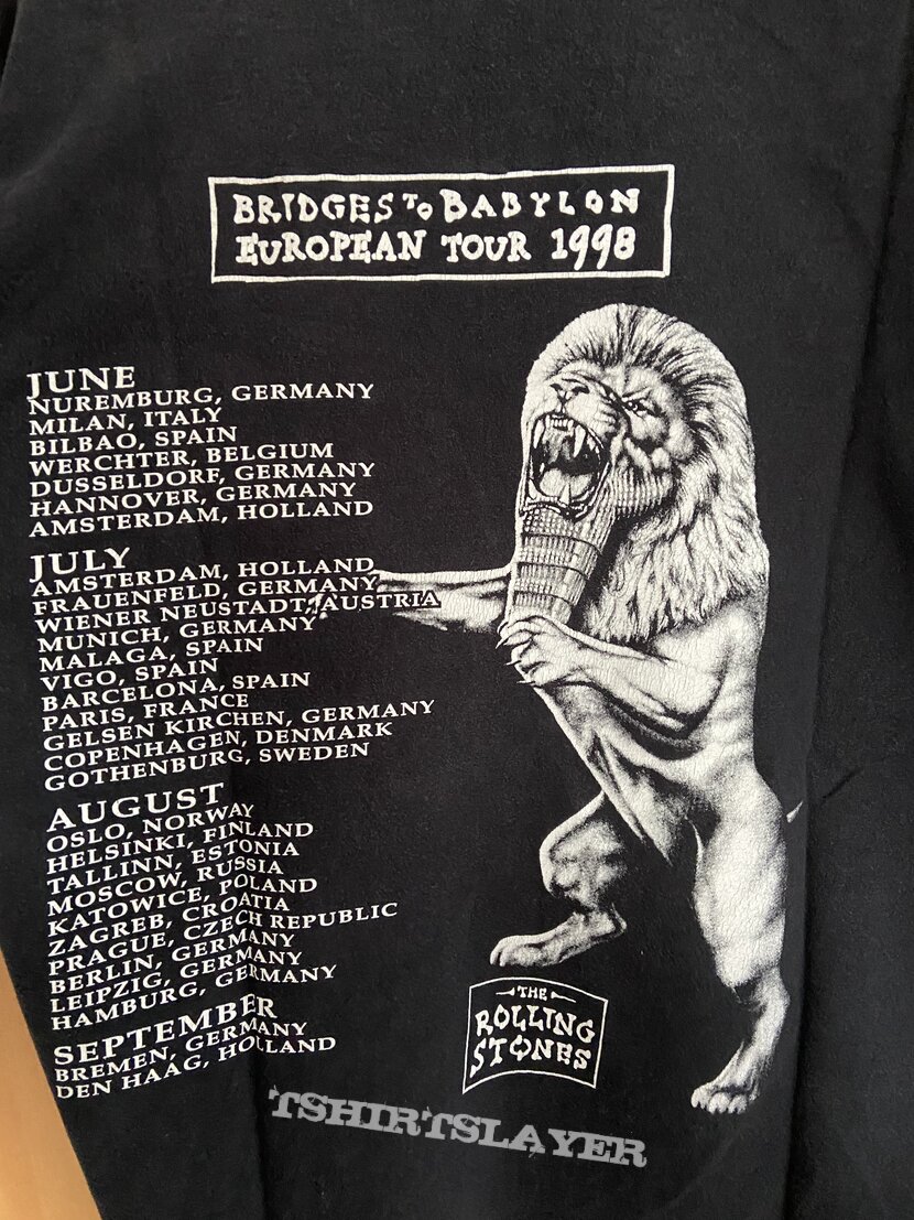 1997 The Rolling Stones Bridges To Babylon European Tour shirt