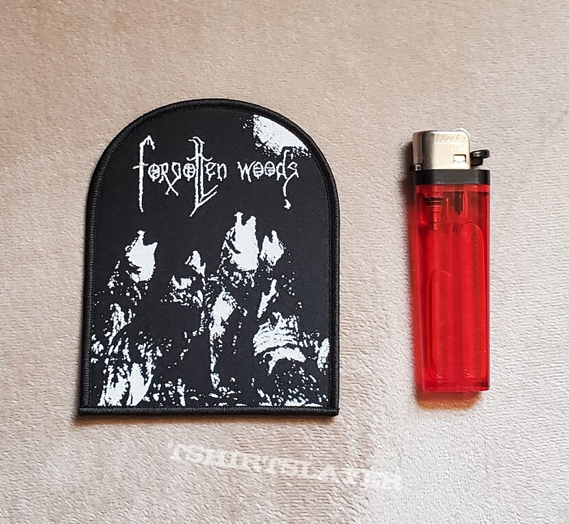 Forgotten Woods tombstone shaped woven patch