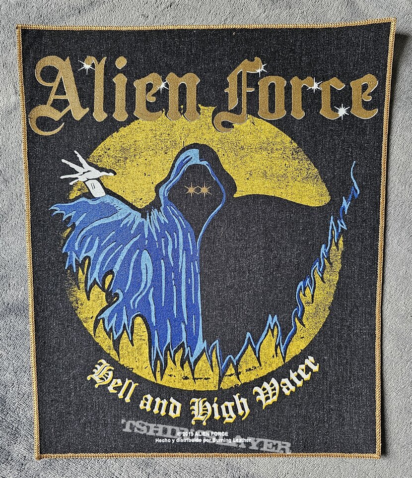 Alien Force Hell And High Water Backpatch Gold Border 