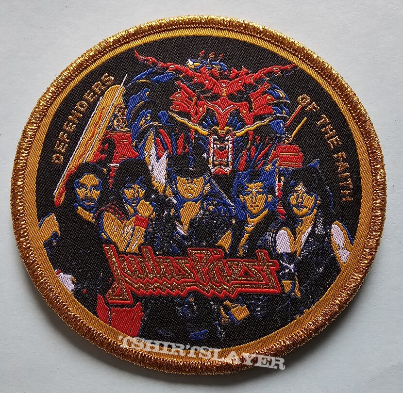 Judas Priest Defenders Of The Faith Circle Patch Gold Border 