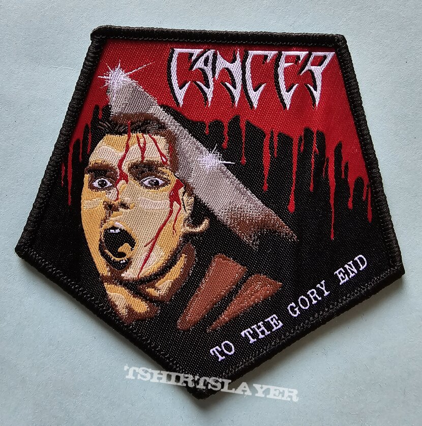 Cancer To The Gory End Pentagon Patch Black Border 