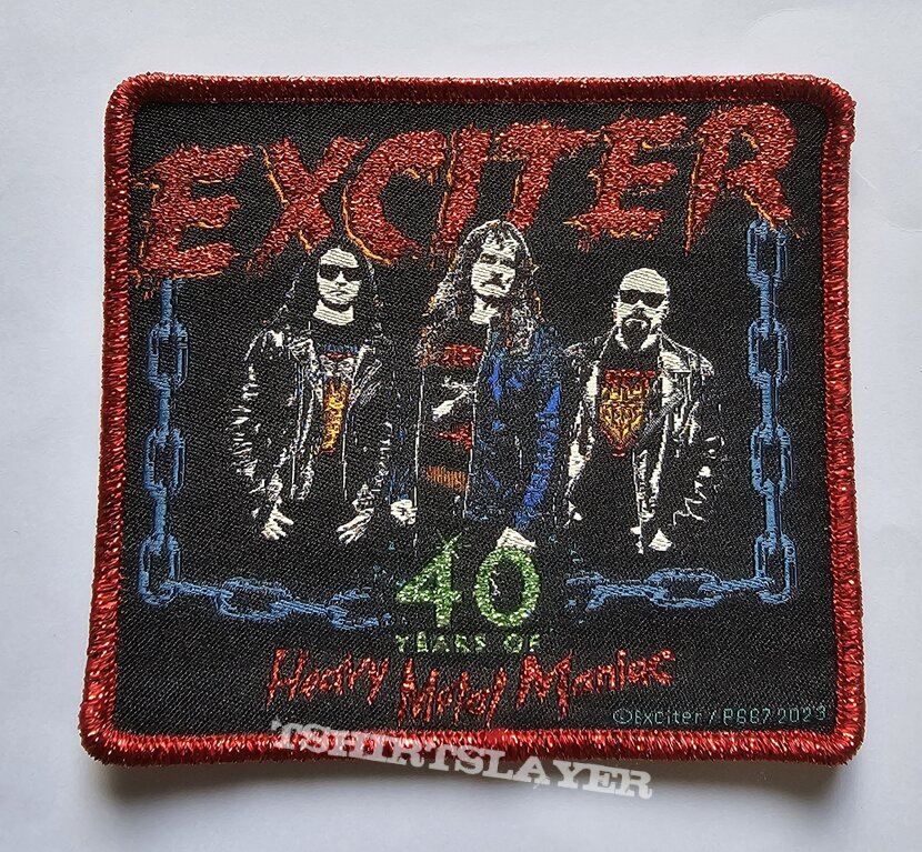 Exciter 40 Years Of Heavy Metal Maniac Patch Red Glitter Border 