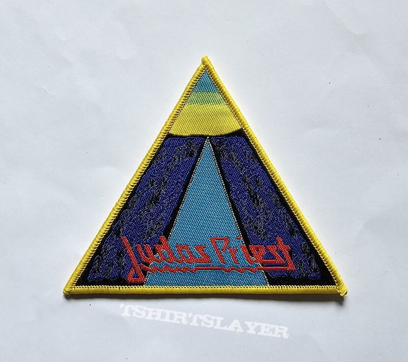 Judas Priest Point Of Entry Triangle Patch Yellow Border 