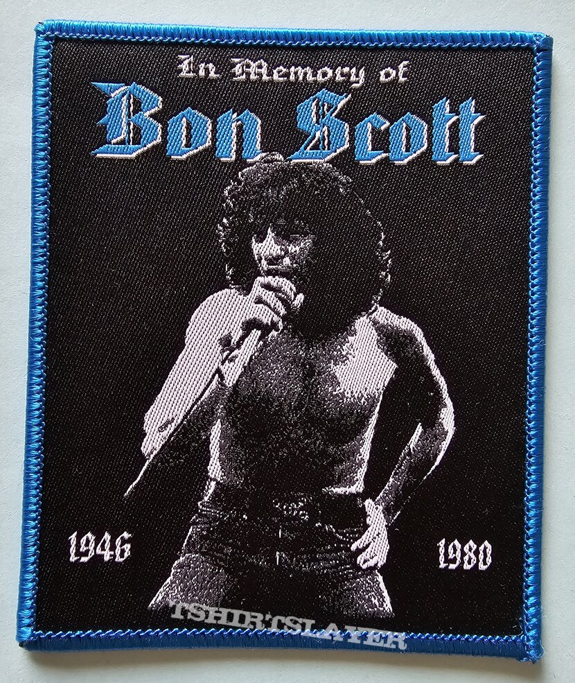 Bon Scott In Memory Patch Blue Border 
