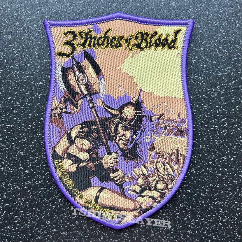 3 Inches of Blood - Advance and Vanquish woven patch (Purple border)