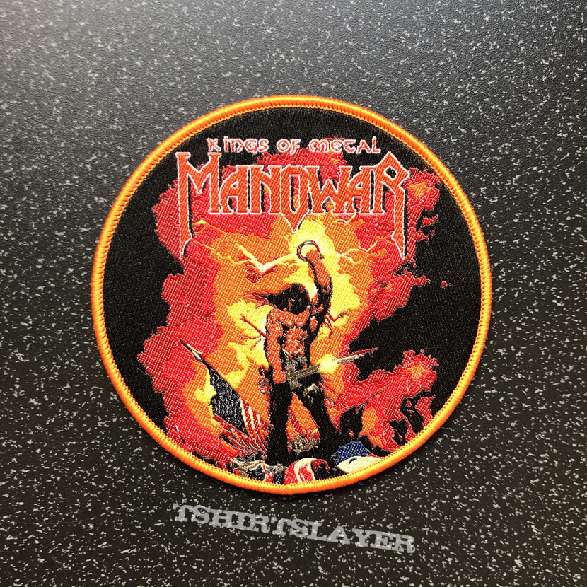 Manowar - Kings of Metal woven patch (Orange border)