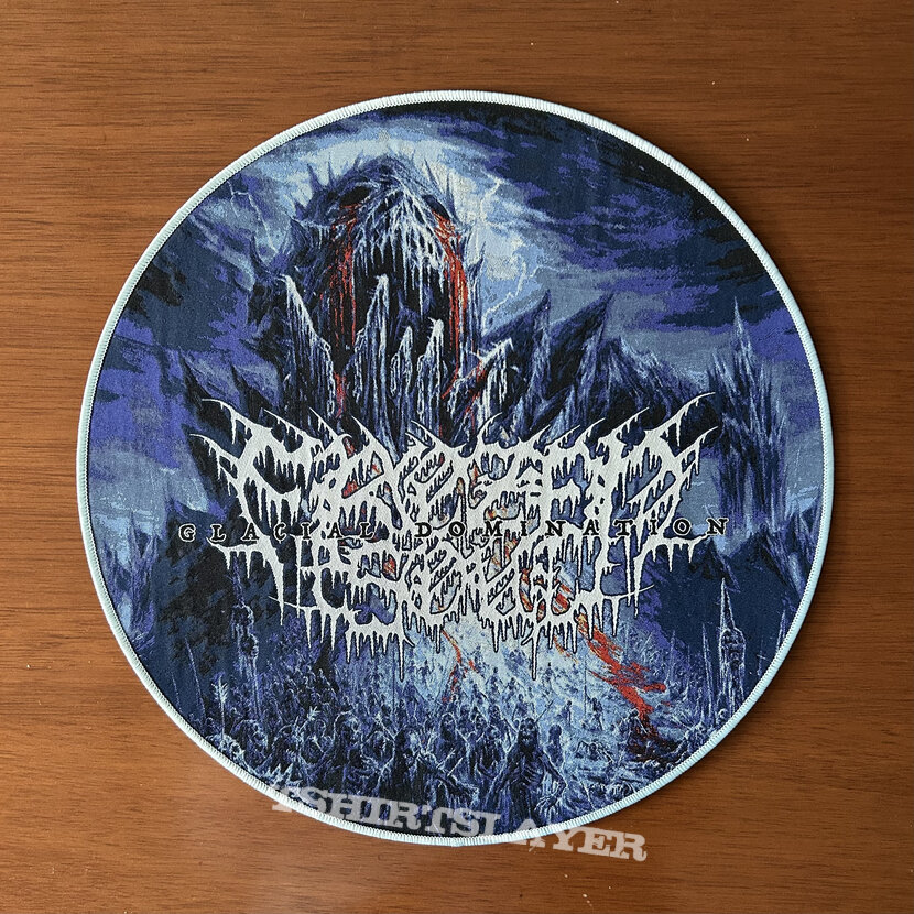 Frozen Soul - Glacial Domination woven backpatch (White border)