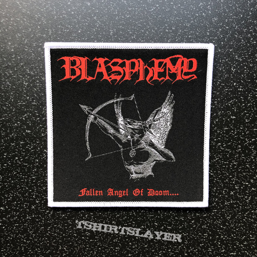 Blasphemy - Fallen Angel of Doom woven patch (White border)