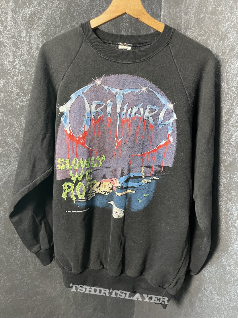 Vintage Obituary slowly we rot 1990 sweatshirt