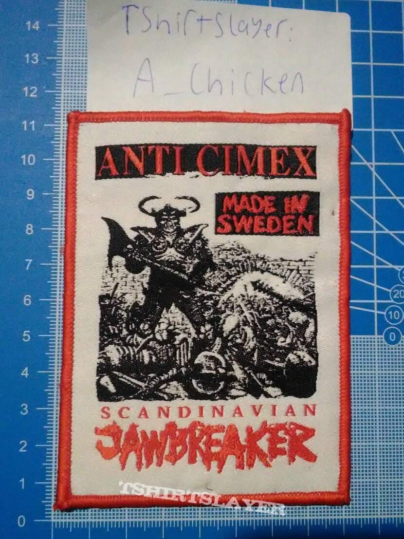 Anti Cimex - Scandinavian Jawbreaker woven red border patch