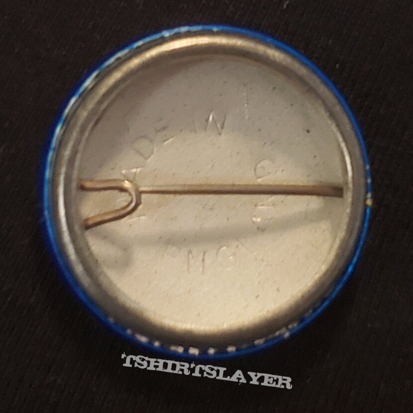 1980s iron maiden prismatic button pin 