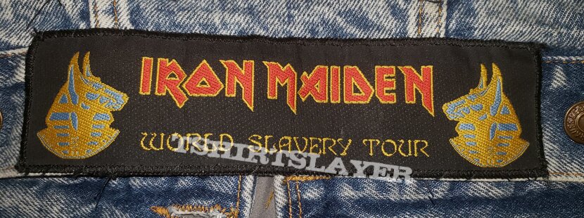 iron maiden world slavery tour strip patch 1984