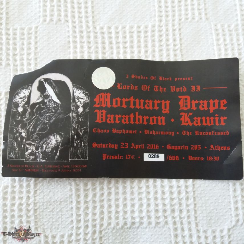 Mortuary Drape Lords of the void II ticket 