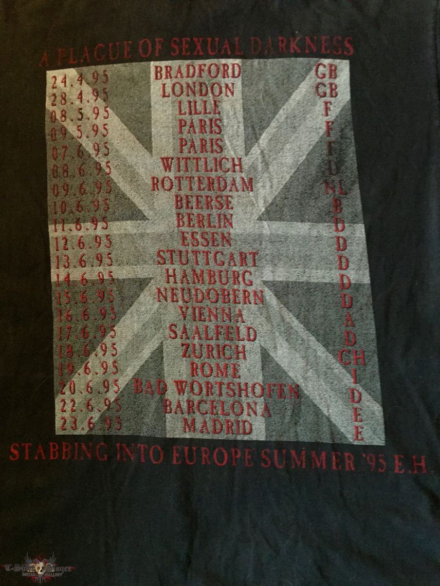 Cradle Of Filth - Vestal Masturbation / Stabbing Into Europe Summer &#039;95 Tour original shirt