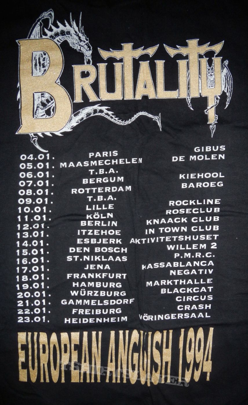 SOLD- Brutality-Rare Euro Tour Tee Brand New in XL size 