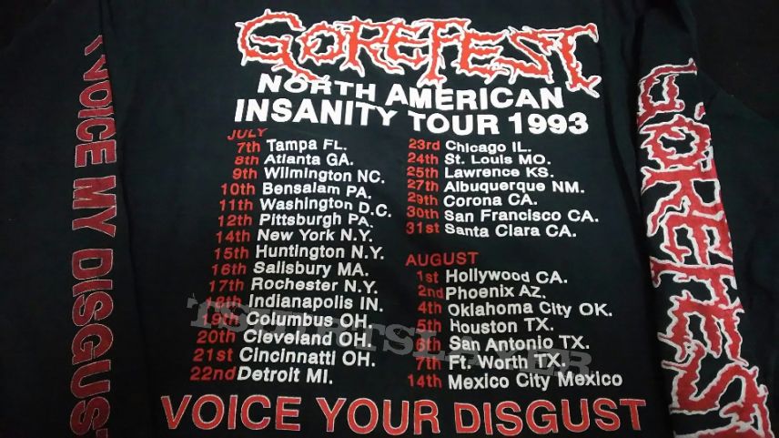 SOLD GOREFEST- False 1993  Tour Long Sleeve in L . Sell 