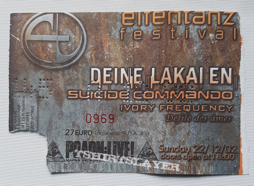 DEINE LAKAIEN + SUICIDE COMMANDO concert ticket stub Tour 2002