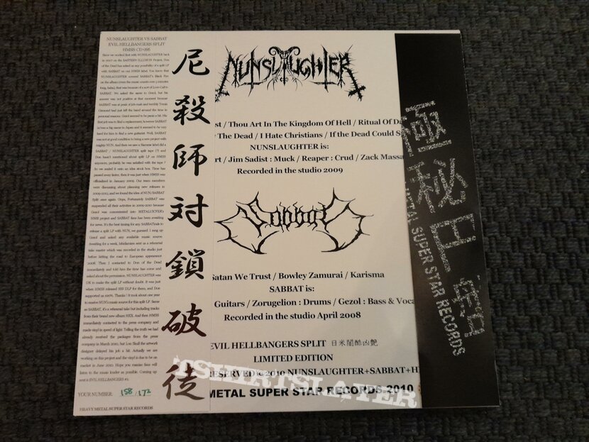 Nunslaughter VS Sabbat - Evil Hellbangers LP