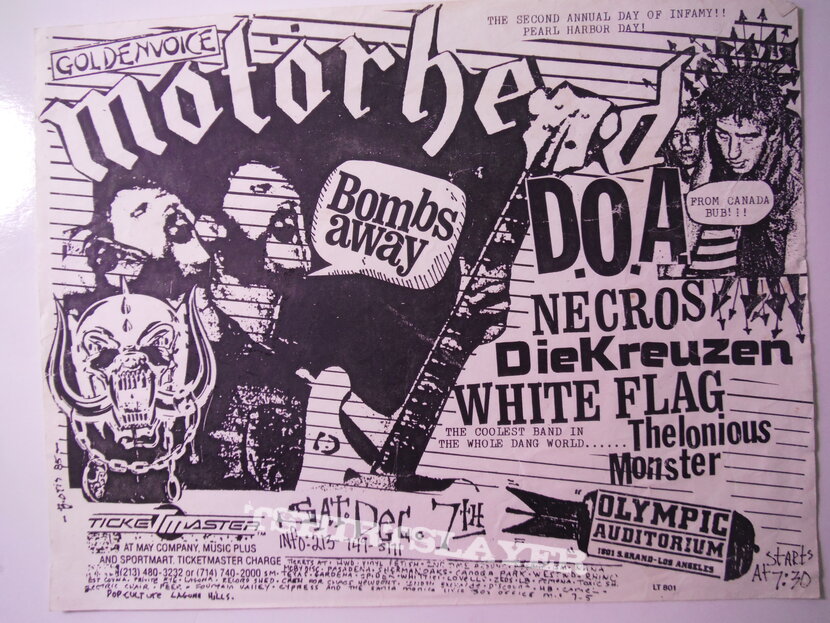 Motörhead Motorhead - It Never Gets Dark Tour - Flyer 7-Dec-1985