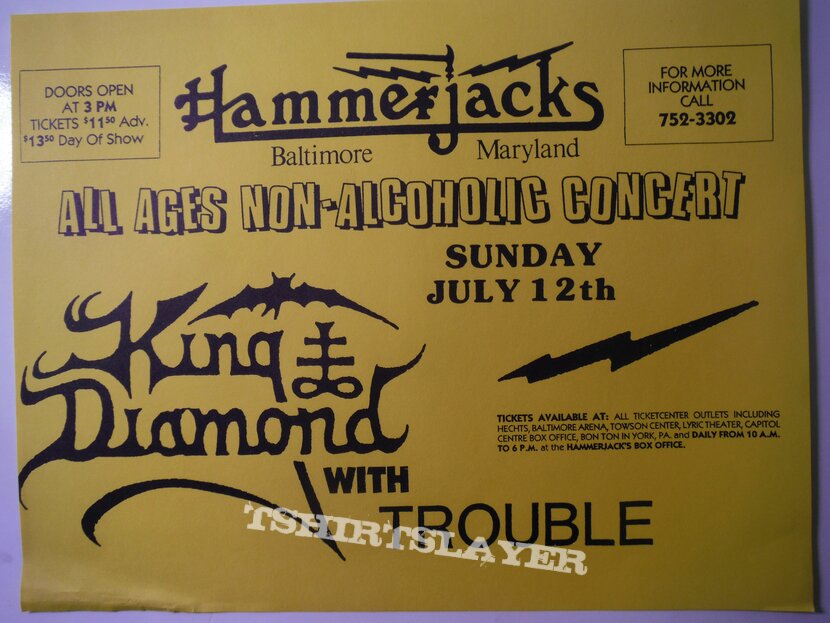 King Diamond - Abigail Tour Flyer - Baltimore, MD 12-Jul-1987