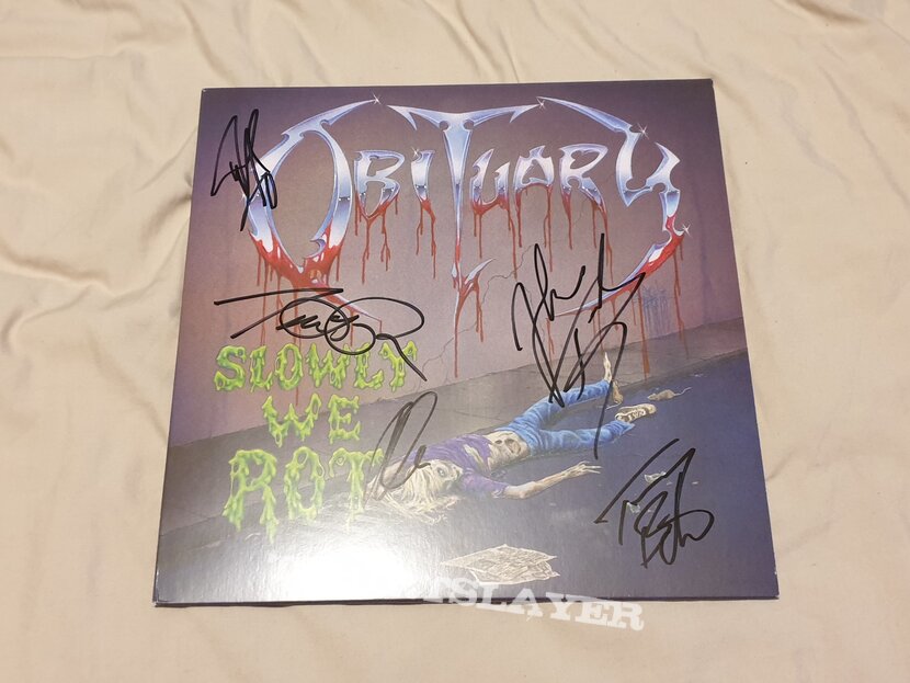 Obituary Slowly We Rot Signed LP