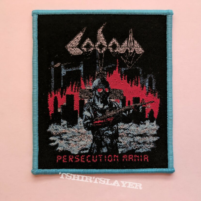Sodom Persecution Mania Woven Patch Blue Border