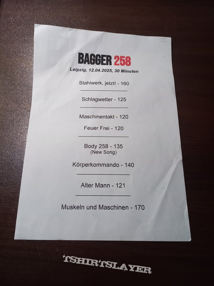 Bagger 258 Setlist