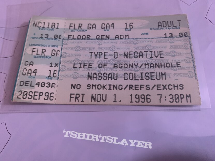 1996 Type O Negative ticket stub