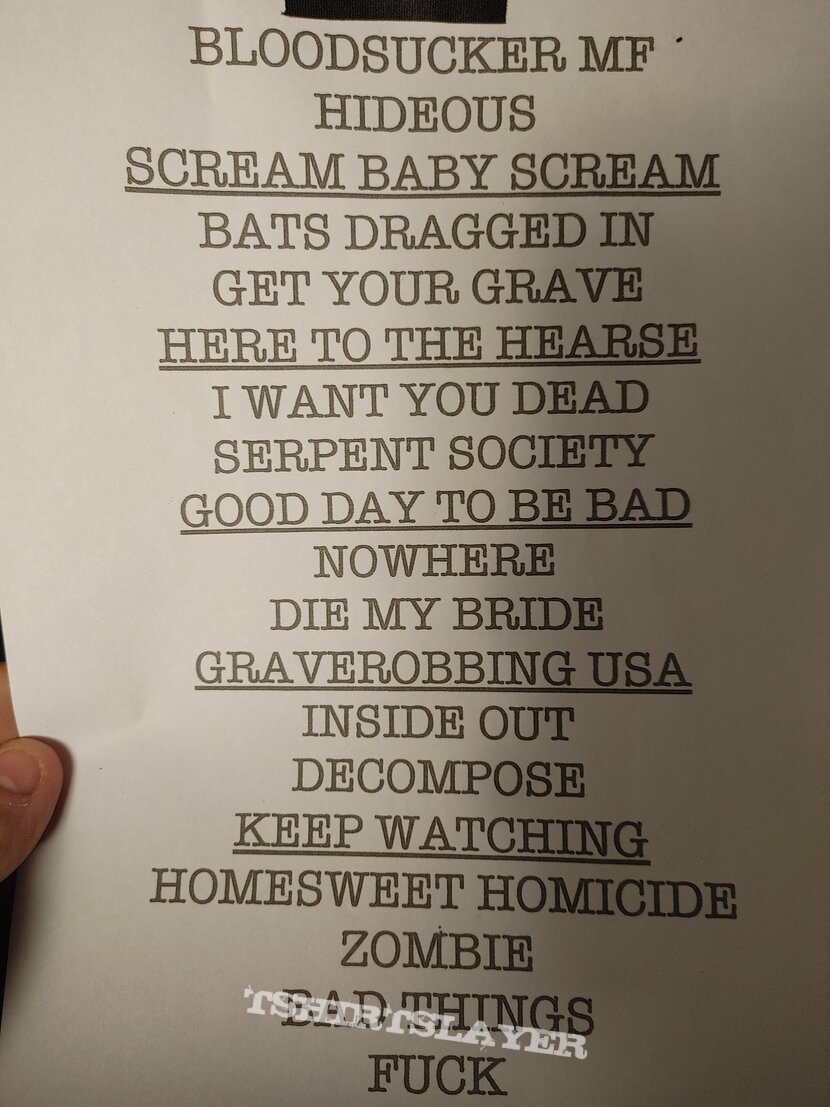 Wednesday 13 setlist