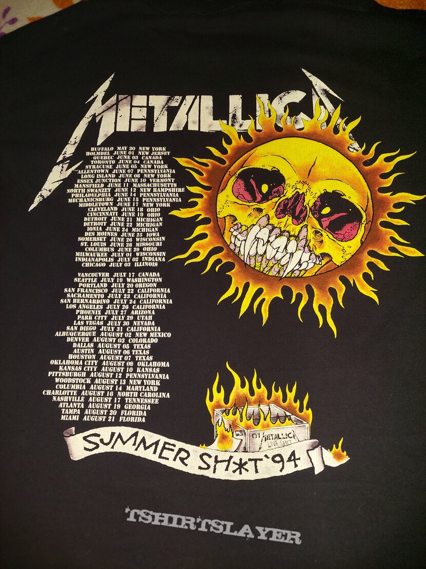 Metallica, Metallica Summer shit 1994 Flaming Skull Pushead TShirt