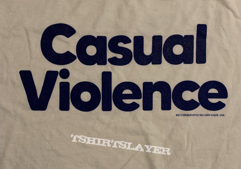 Conservative Military Image - Casual Violence T-Shirt (white/blue)