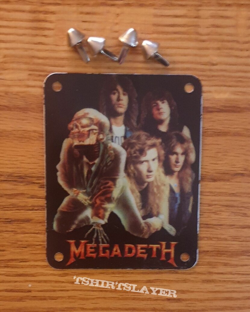 MEGADETH mary jane band pic patch size metal pin plate with studs