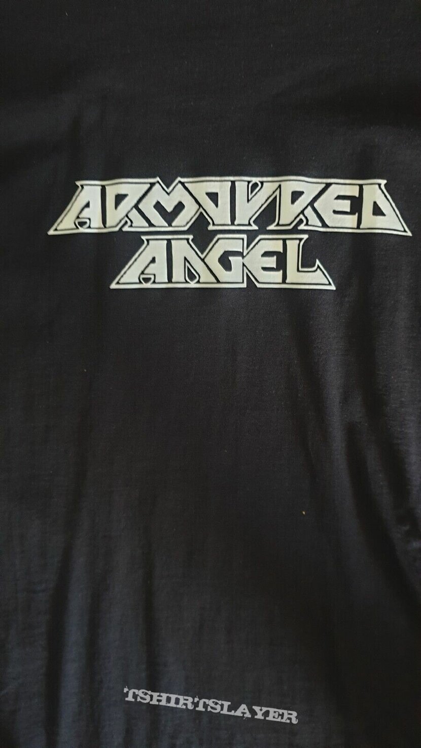 ARMOURED ANGEL white logo t shirt