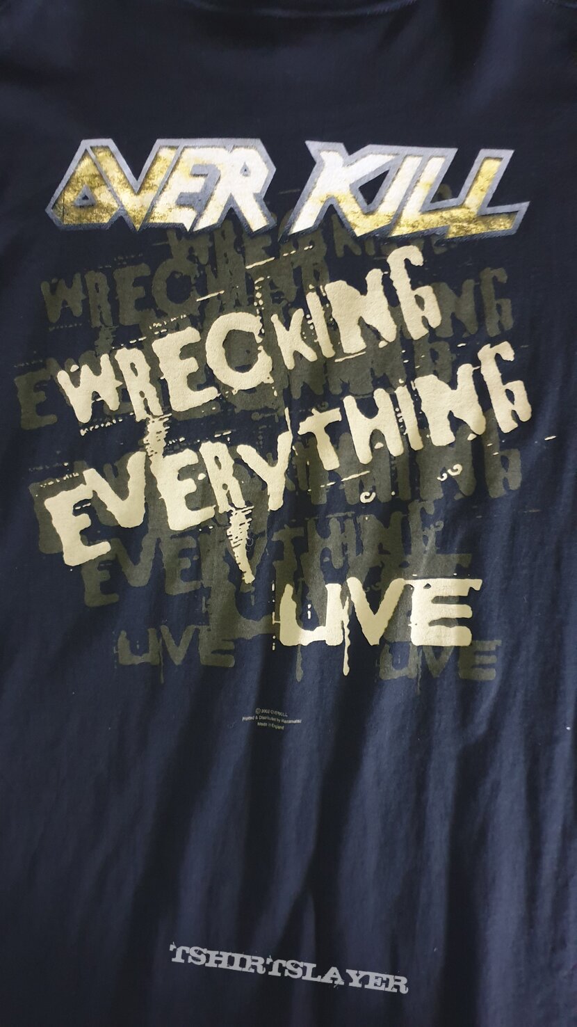 OVERKILL wrecking everything live T shirt 2002 size XL