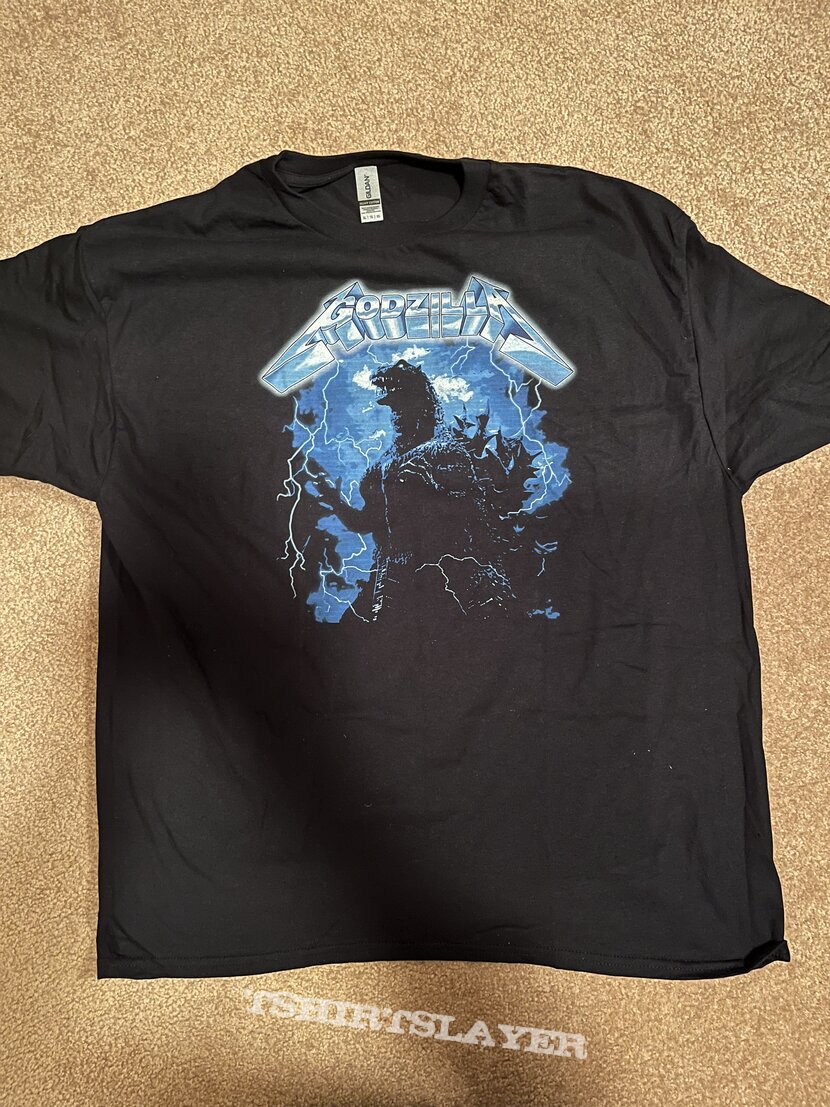 Godzilla ride the lightning parody shirt