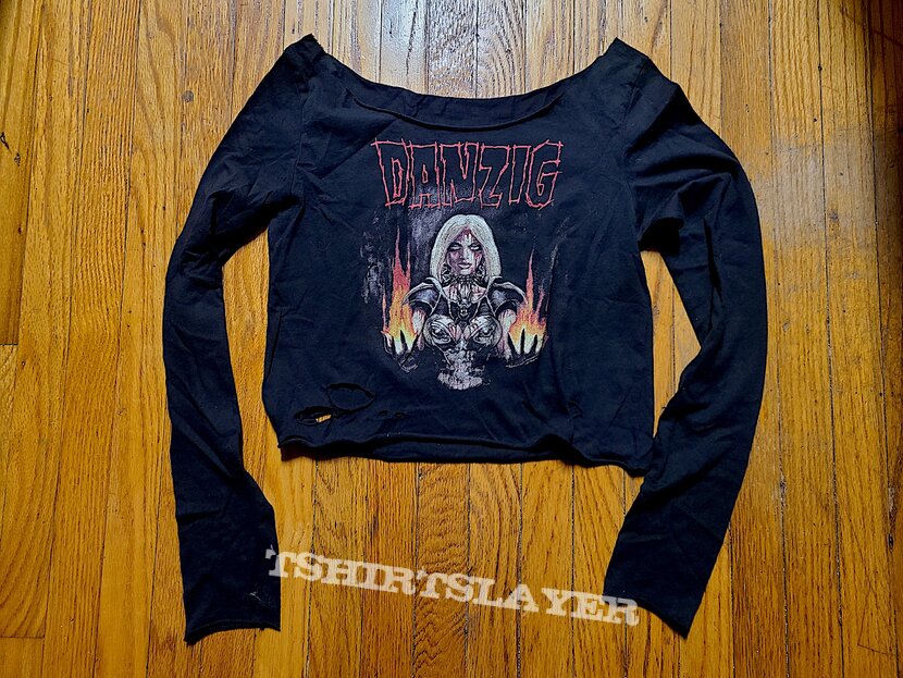 Danzig Black Laden Crown distressed &amp; customized Women&#039;s M Long Sleeve Tour Shirt