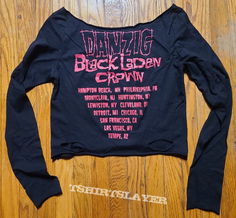 Danzig Black Laden Crown distressed &amp; customized Women&#039;s M Long Sleeve Tour Shirt