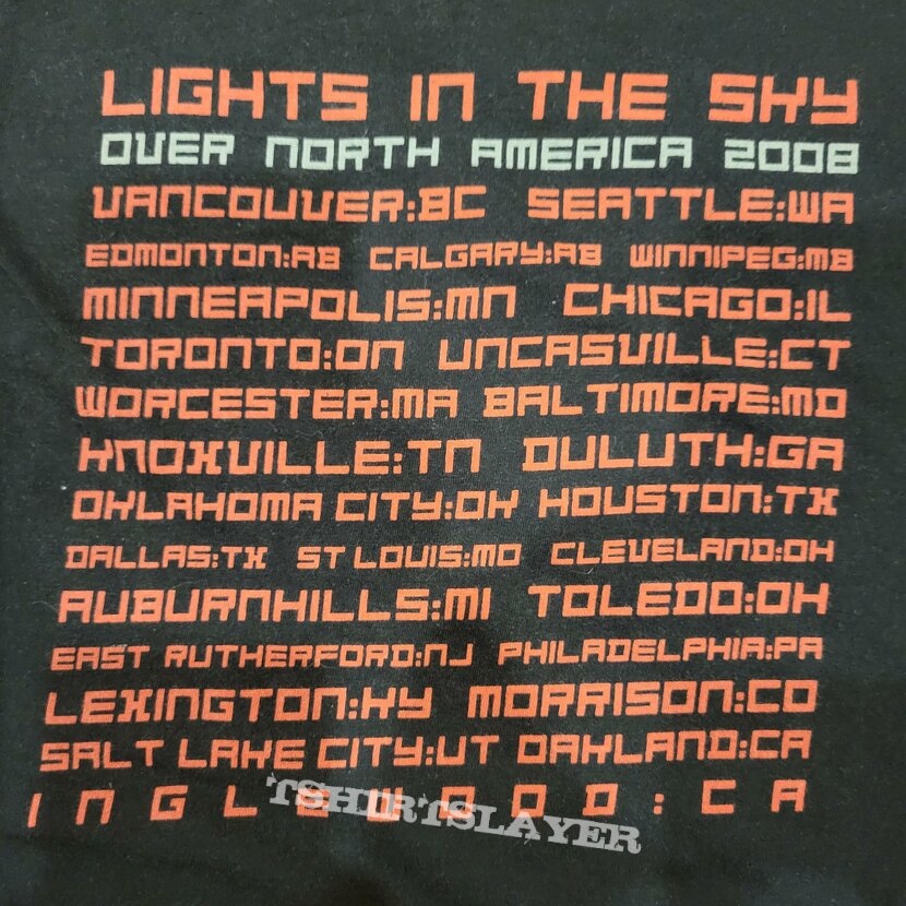 Nine Inch Nails Lights In The Sky 2008 tour shirt (1st Leg)